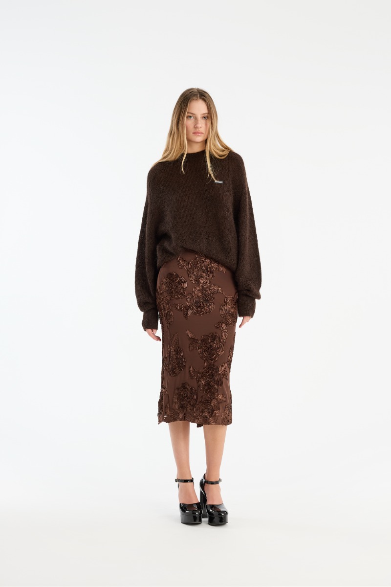 【関税&送料込】Rotate Birger Christensen Floral Pencil Skir ROTATE BIRGER CHRISTENSEN floral-mesh Pencil Skirt | Black