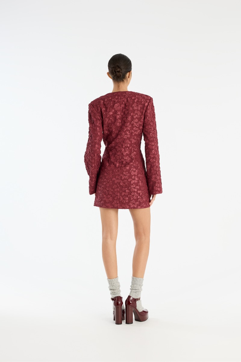 ワンピース Rotate Birger Christensen Blazer Dress Jacquard Blazer Dress Burgundy - ROTATE Birger Christensen