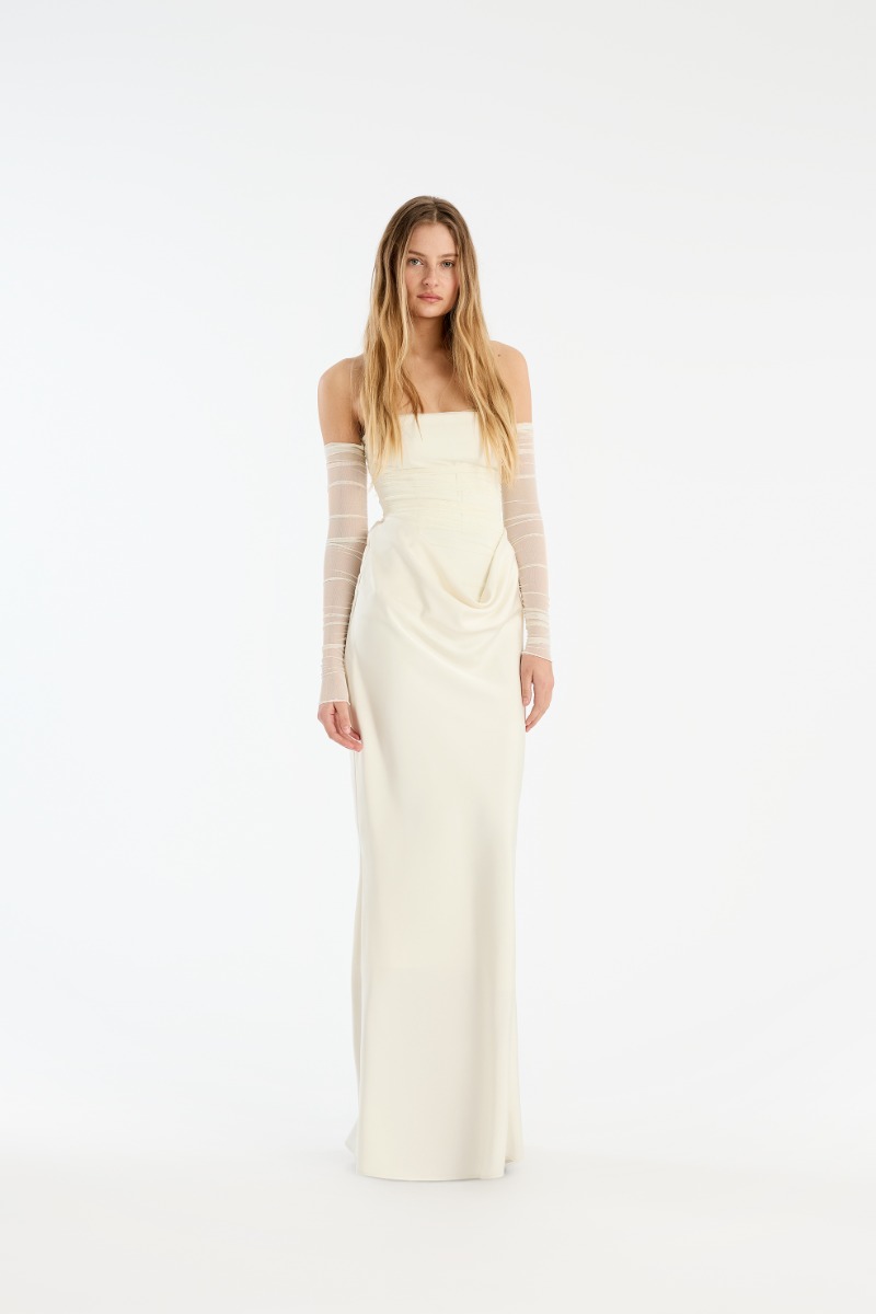 Maxi Slip Dress Creme White - ROTATE Birger Christensen