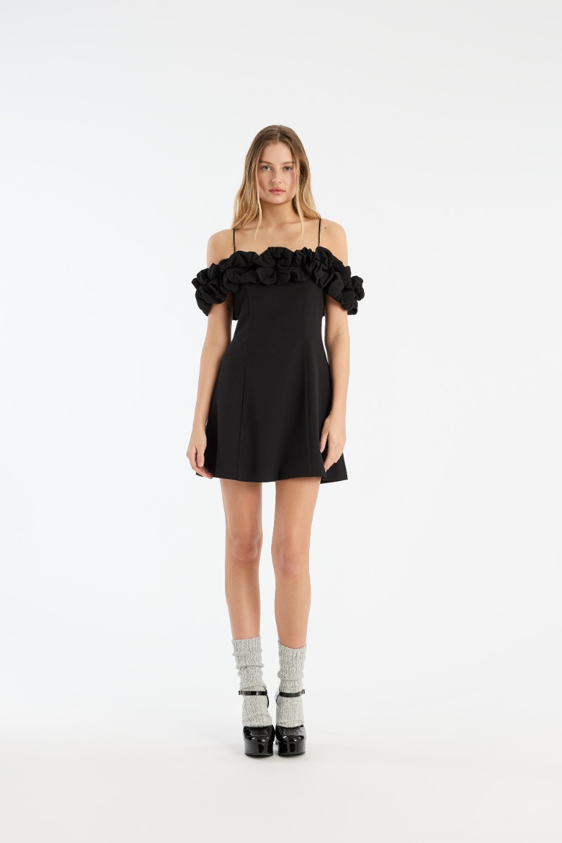 Satin Mini Dress Black - ROTATE Birger Christensen Satin Mini Dress Black - ROTATE Birger Christensen