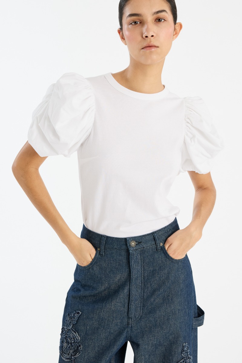 Puff Sleeve T-shirt Bright White - ROTATE Birger Christensen