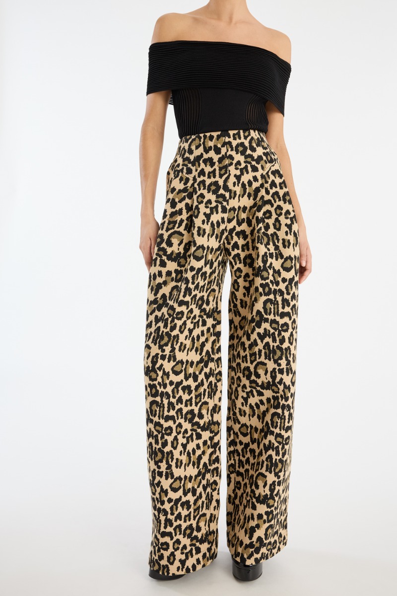Jacquard Wide Leg Jeans Leopard Print - ROTATE Birger Christensen