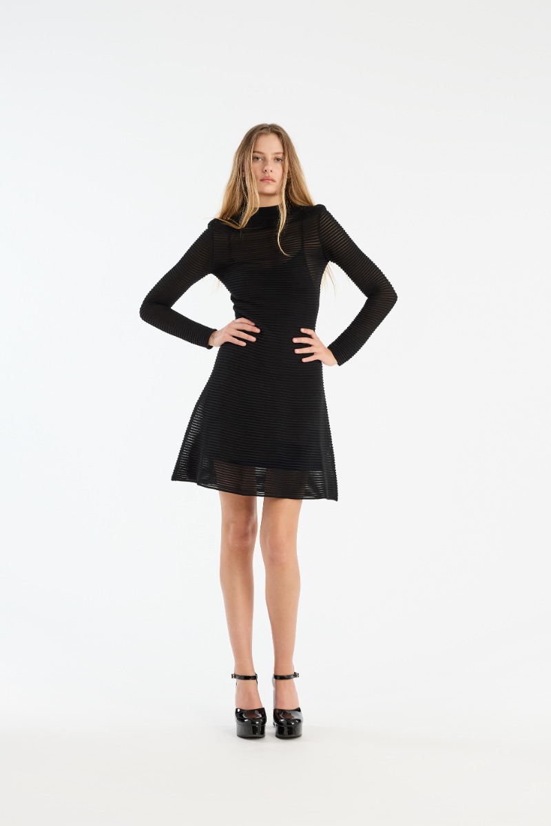Mini Ruched Ls Dress Black - ROTATE Birger Christensen Mini Ruched Ls Dress Black - ROTATE Birger Christensen