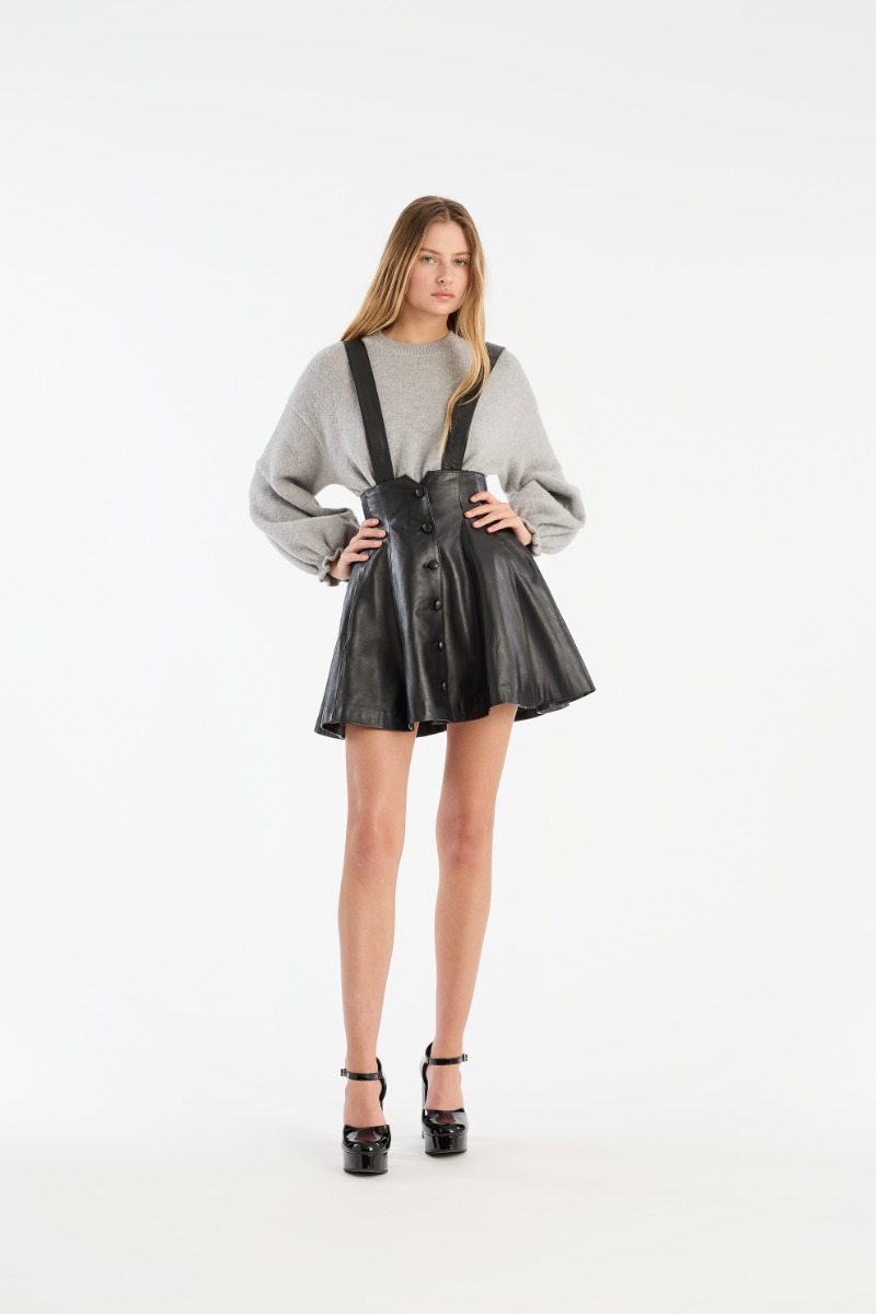 Buttoned Leather Skirt Black - ROTATE Birger Christensen