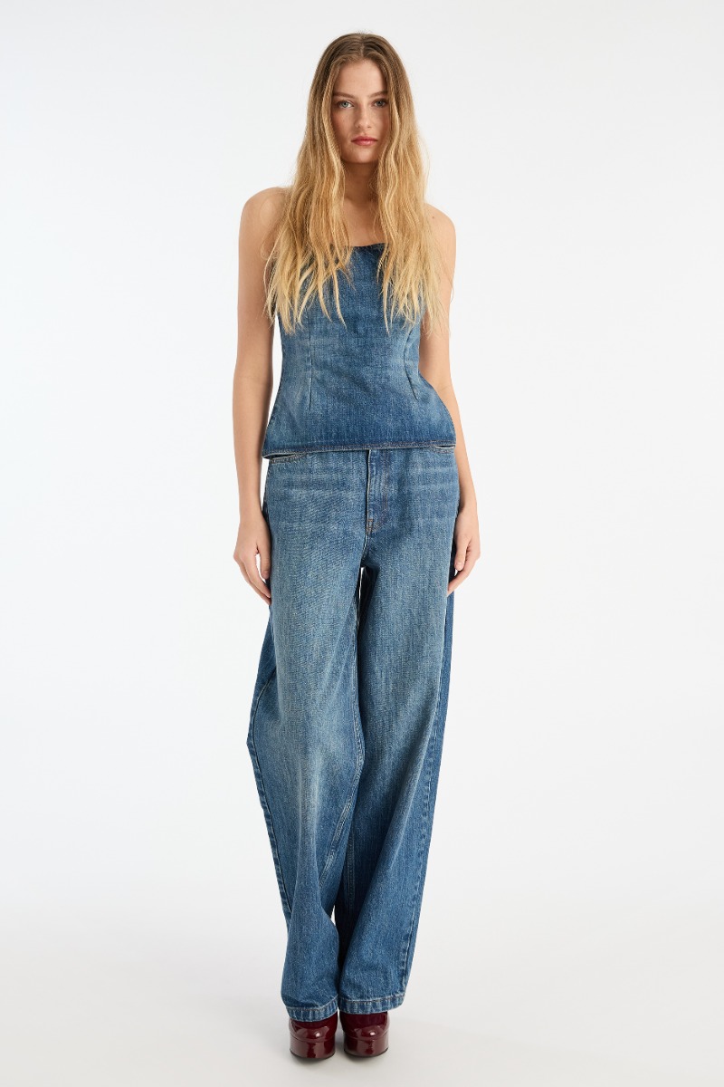 Wide Leg 5 Pocket Pants Blue - ROTATE Birger Christensen