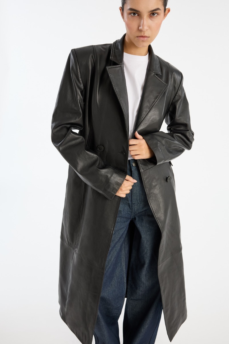 Leather Long Coat Black - ROTATE Birger Christensen