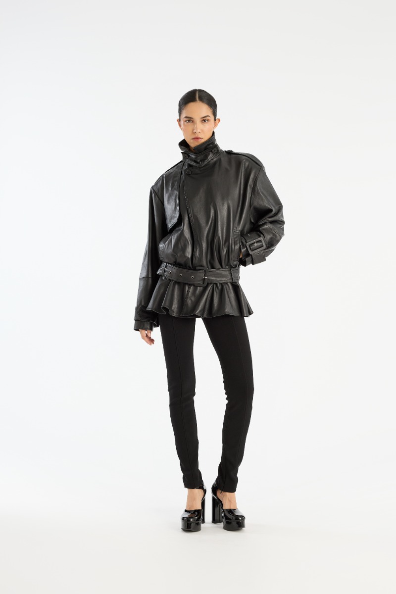 Pleated Bomber Jacket Black - ROTATE Birger Christensen
