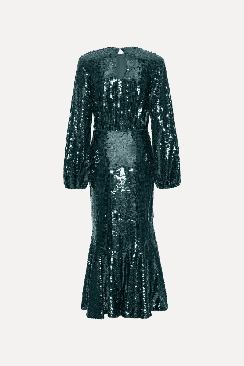 Sequins Maxi Dress Dark Green - ROTATE Birger Christensen