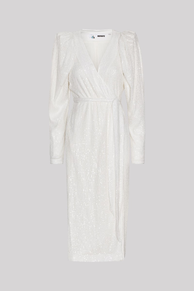 White sequin wrap dress outlet