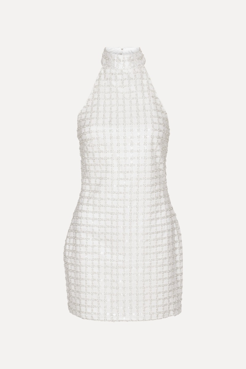 Beaded Halterneck Dress White ROTATE Birger Christensen