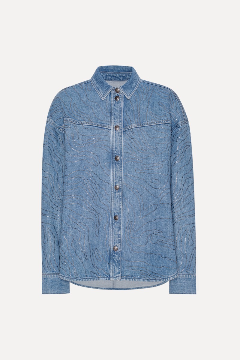 Rhinestone denim shirt sales
