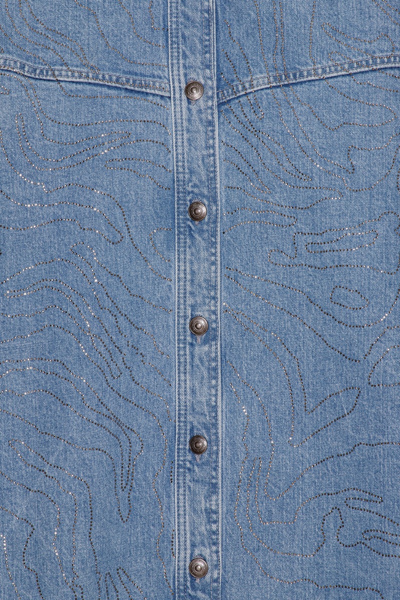 Rhinestone denim shirt hotsell