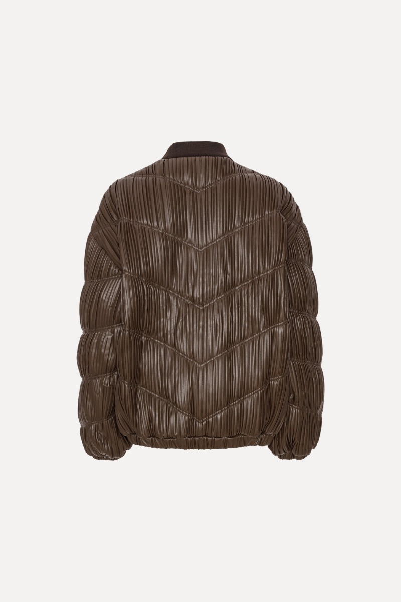Pleated Bomber Jacket Brown - ROTATE Birger Christensen