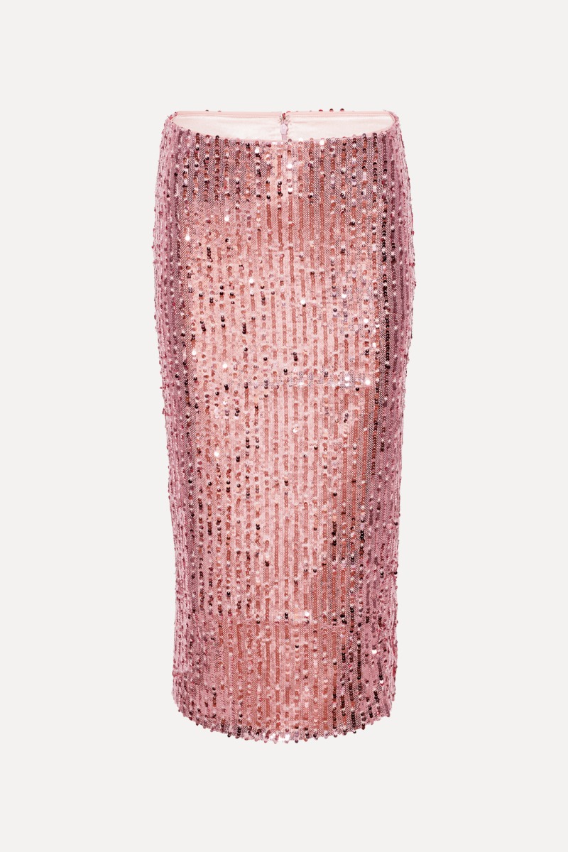 Pink metallic sequin skirt top