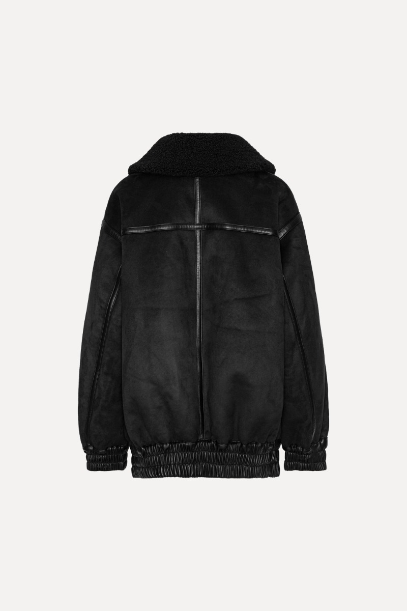 Oversized Bomber Jacket Black - ROTATE Birger Christensen Oversized Bomber Jacket Black - ROTATE Birger Christensen