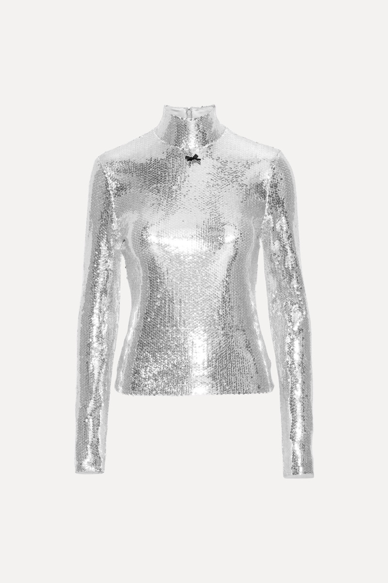 カットソー(長袖+七分) POPPY HIGH NECK GLITTER TOPS SILVER 1_4fbb7549-7f2b-4b0e-8614-