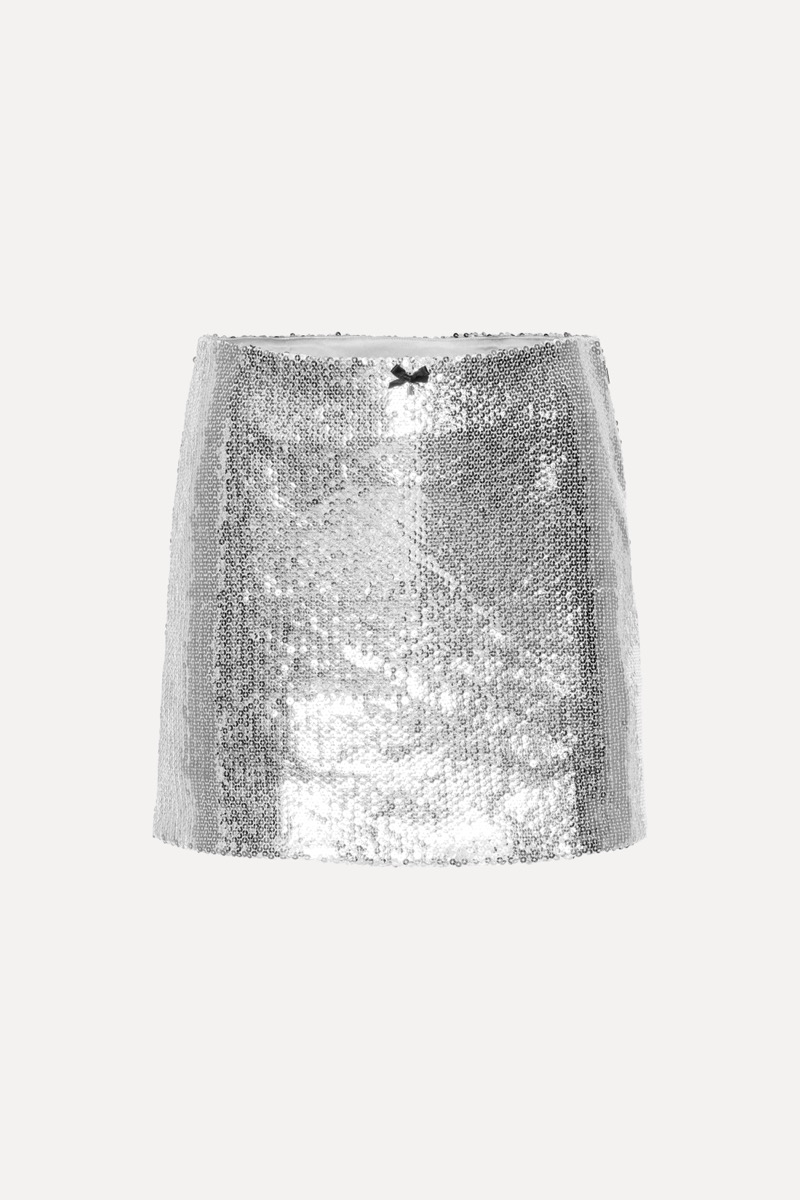 Sequin Mini Skirt Silver - ROTATE Birger Christensen