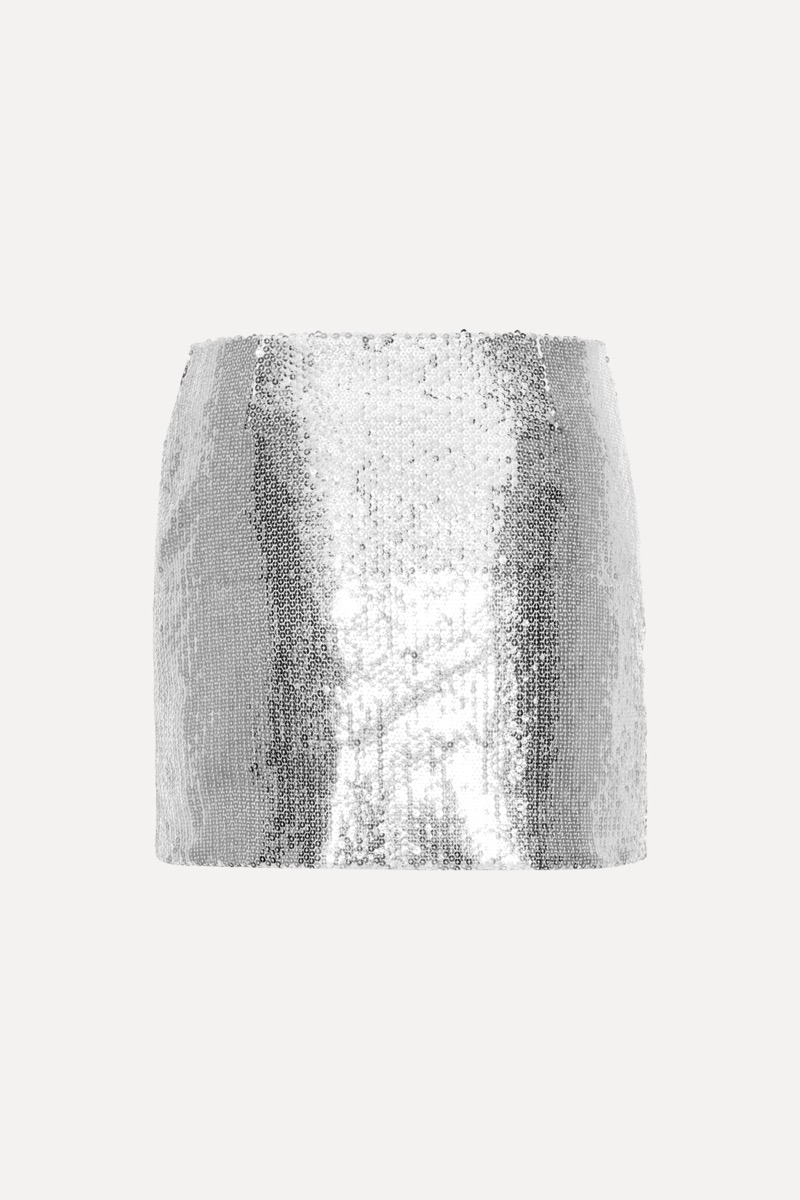 ミニスカート ROTATE SS25 MINI SKIRT (1132072293 BCR16882293) Sequin Mini Skirt Silver - ROTATE Birger Christensen