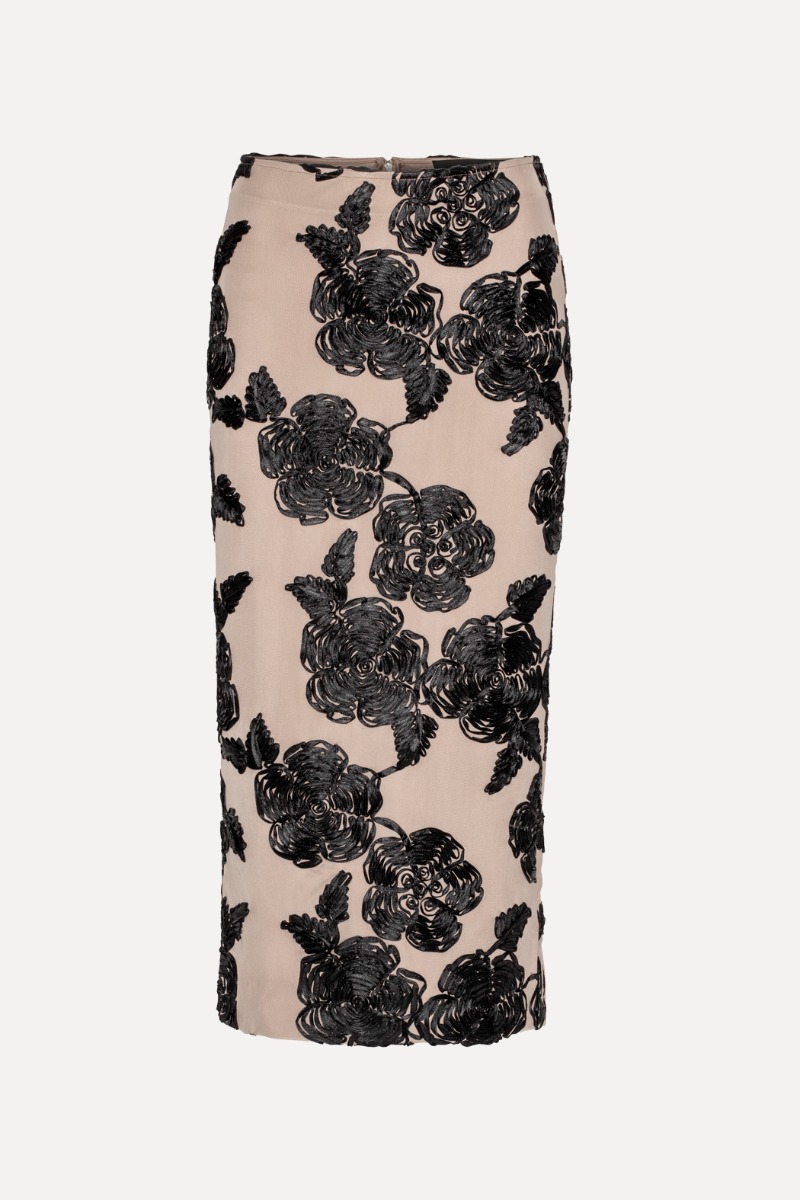 Flower Mesh Midi Skirt Beige - ROTATE Birger Christensen