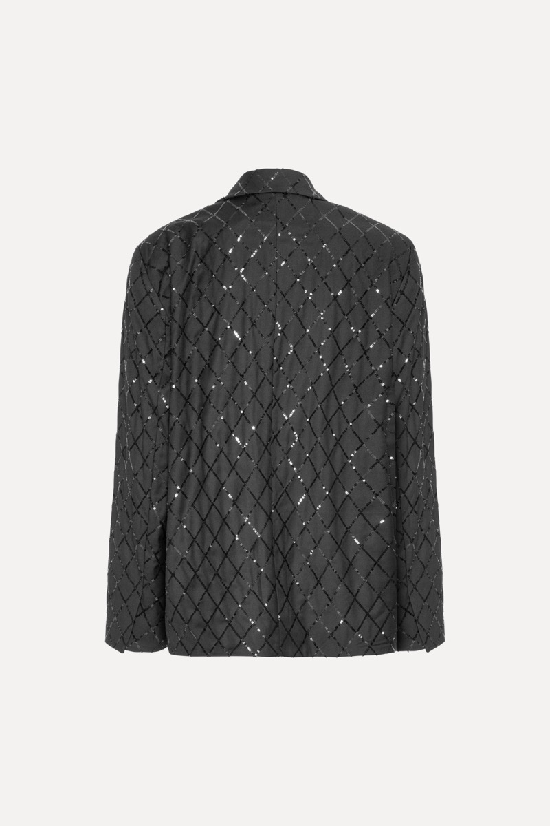 ジャケット ROTATE Birger Christensen Black oversize blazer with sequins ROTATE Birger Christensen Black oversize blazer with sequins