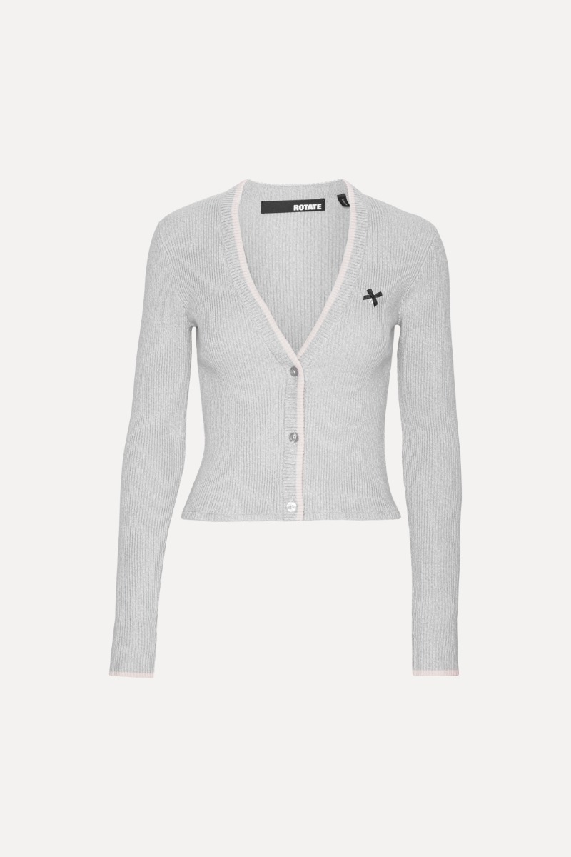 Fine Rib Cardigan Light Blue - ROTATE Birger Christensen Fine Rib Cardigan Light Blue - ROTATE Birger Christensen
