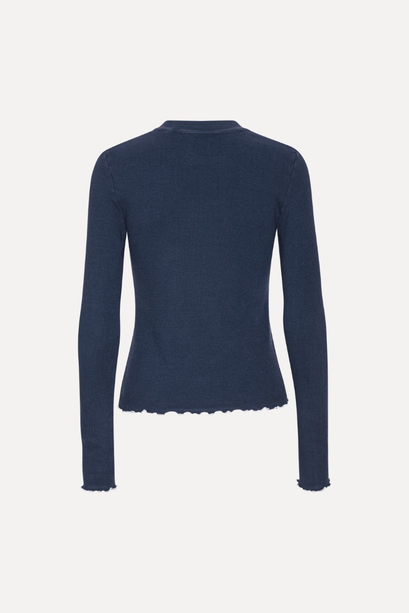 Rib Longsleeve Top Dark Blue - ROTATE Birger Christensen