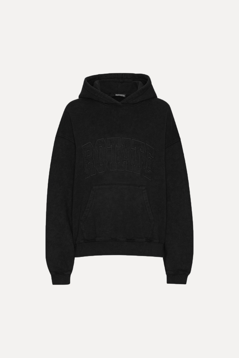Washed Heavy Sweat Hoodie Black - ROTATE Birger Christensen