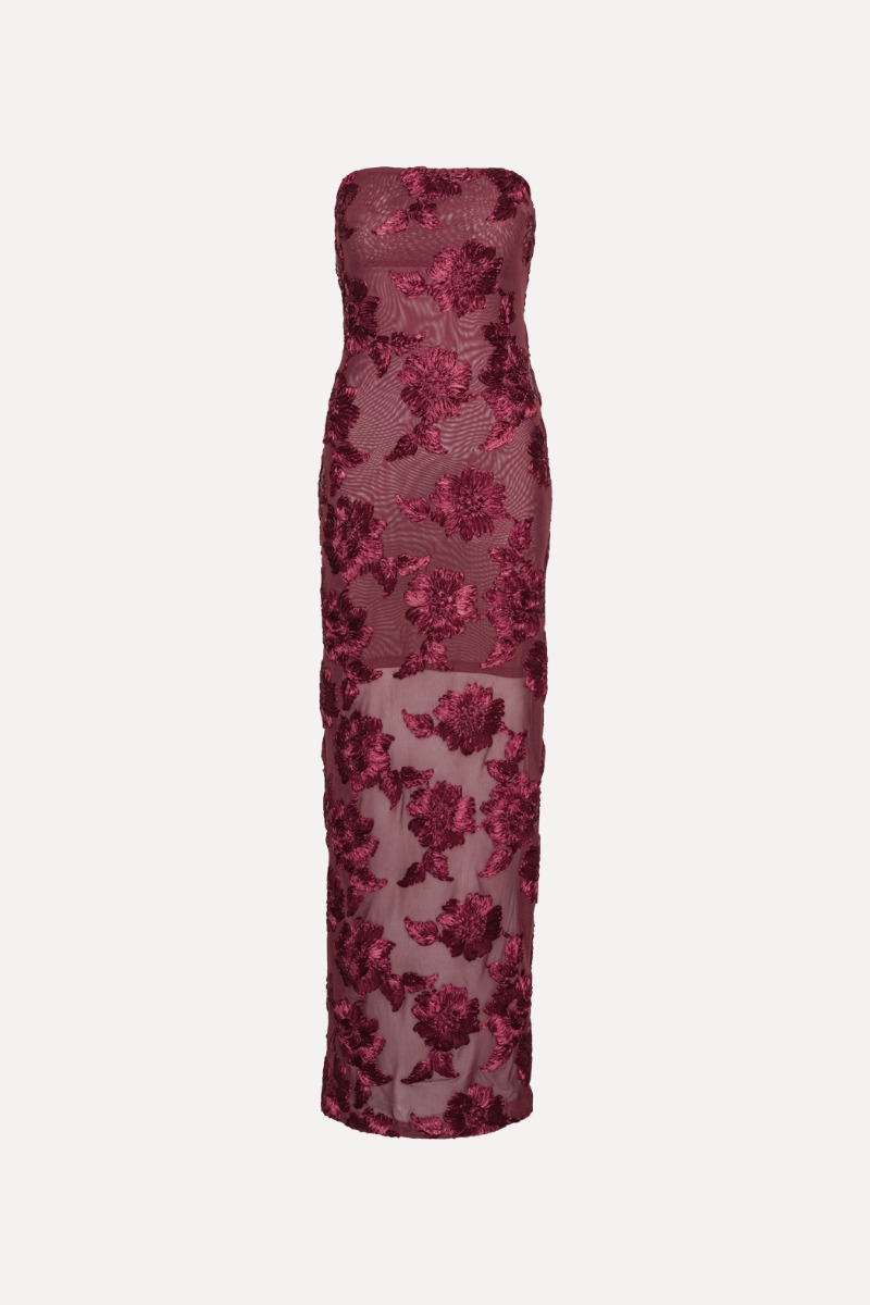 3d Mesh Maxi Dress Bordeaux - ROTATE Birger Christensen