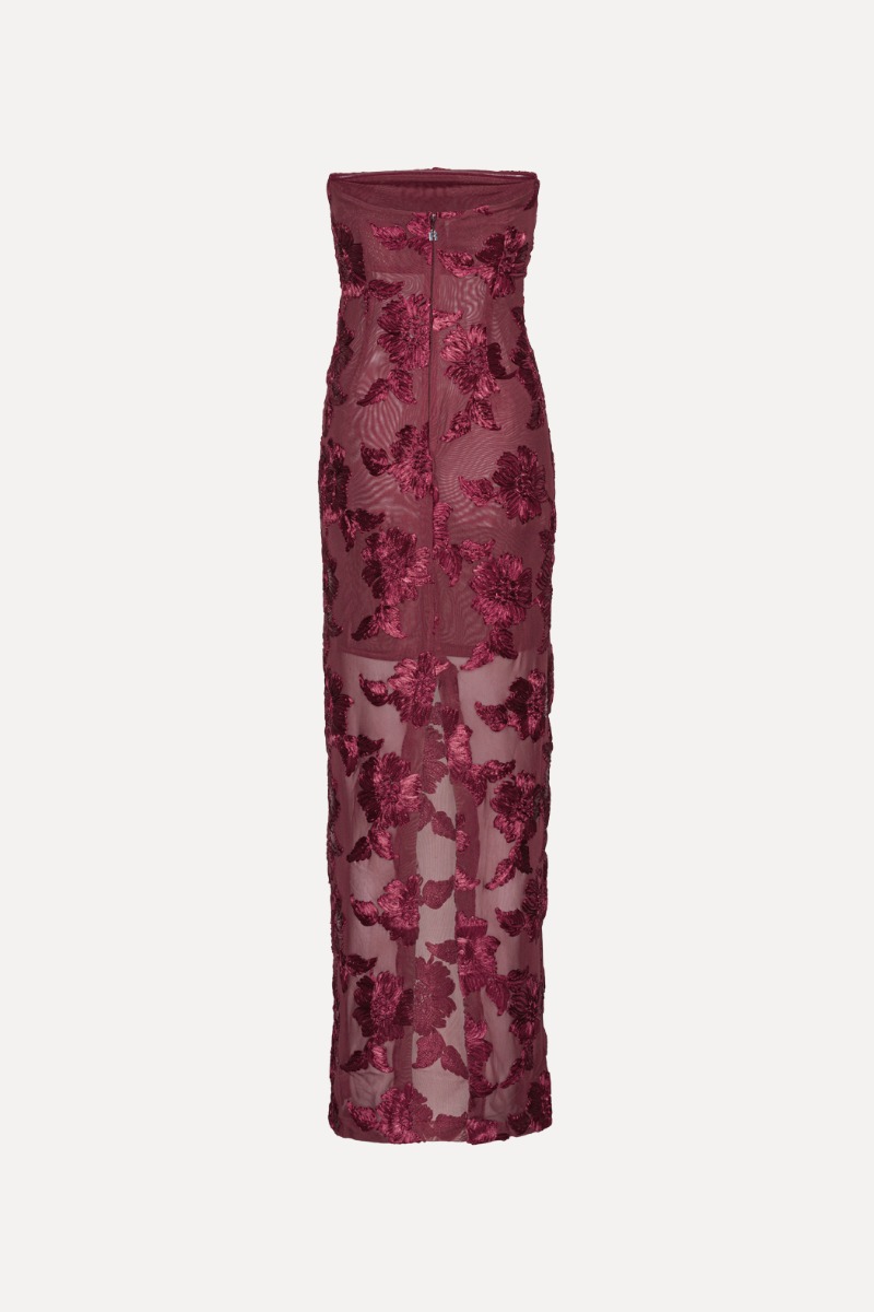 3d Mesh Maxi Dress Bordeaux - ROTATE Birger Christensen