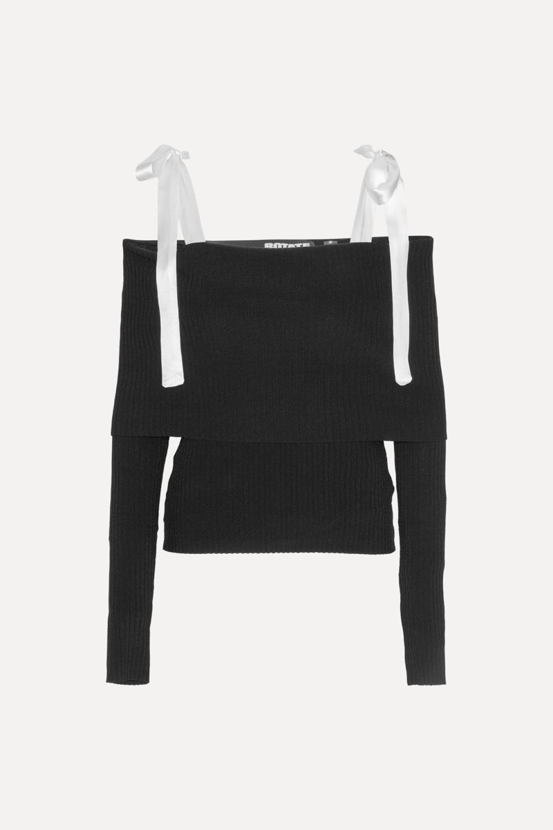 Off Shoulder Strap Knit Black - ROTATE Birger Christensen