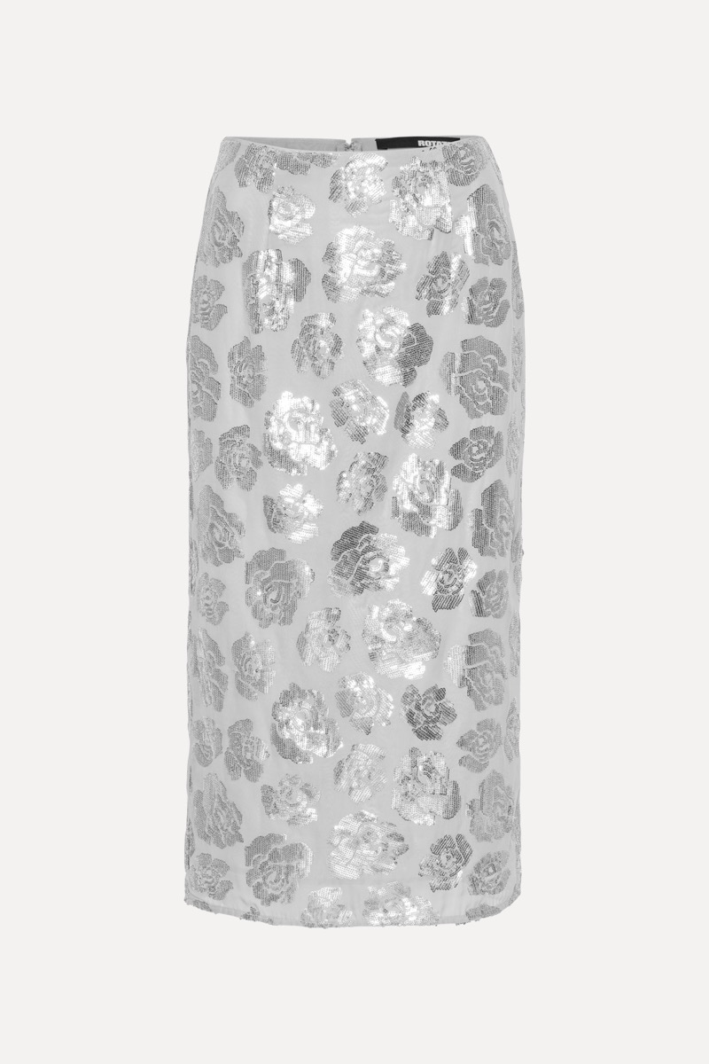 Sequin Chiffon Skirt Light Grey - ROTATE Birger Christensen