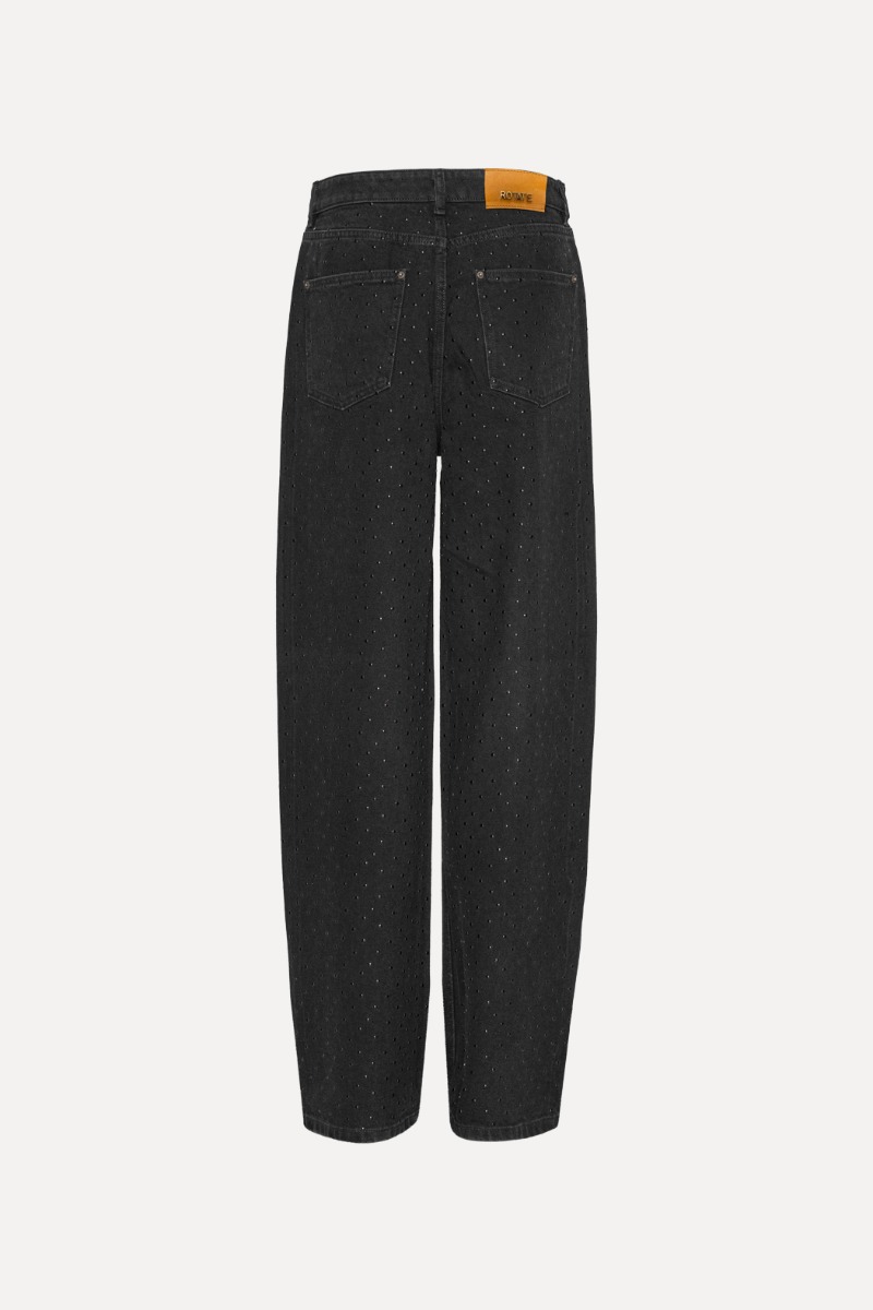 デニム・ジーパン ROTATE Woman Jeans Black 111204100 1000 Straight-fit jeans with rhinestones - Women's fashion