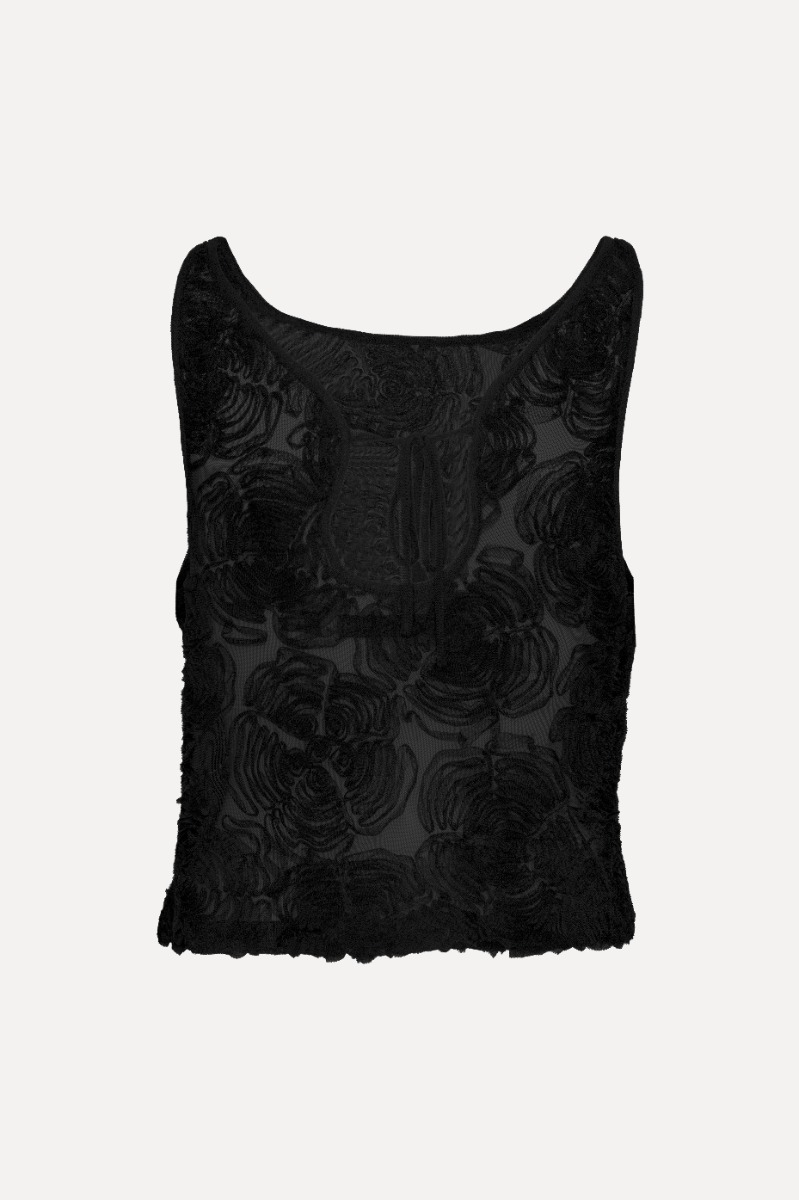 Flower Mesh Boatneck Top Black - ROTATE Birger Christensen