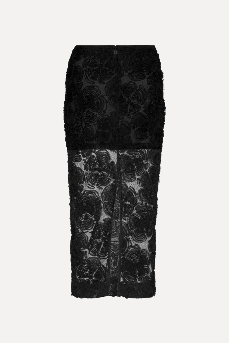 Flower Mesh Pencil Skirt Black - ROTATE Birger Christensen