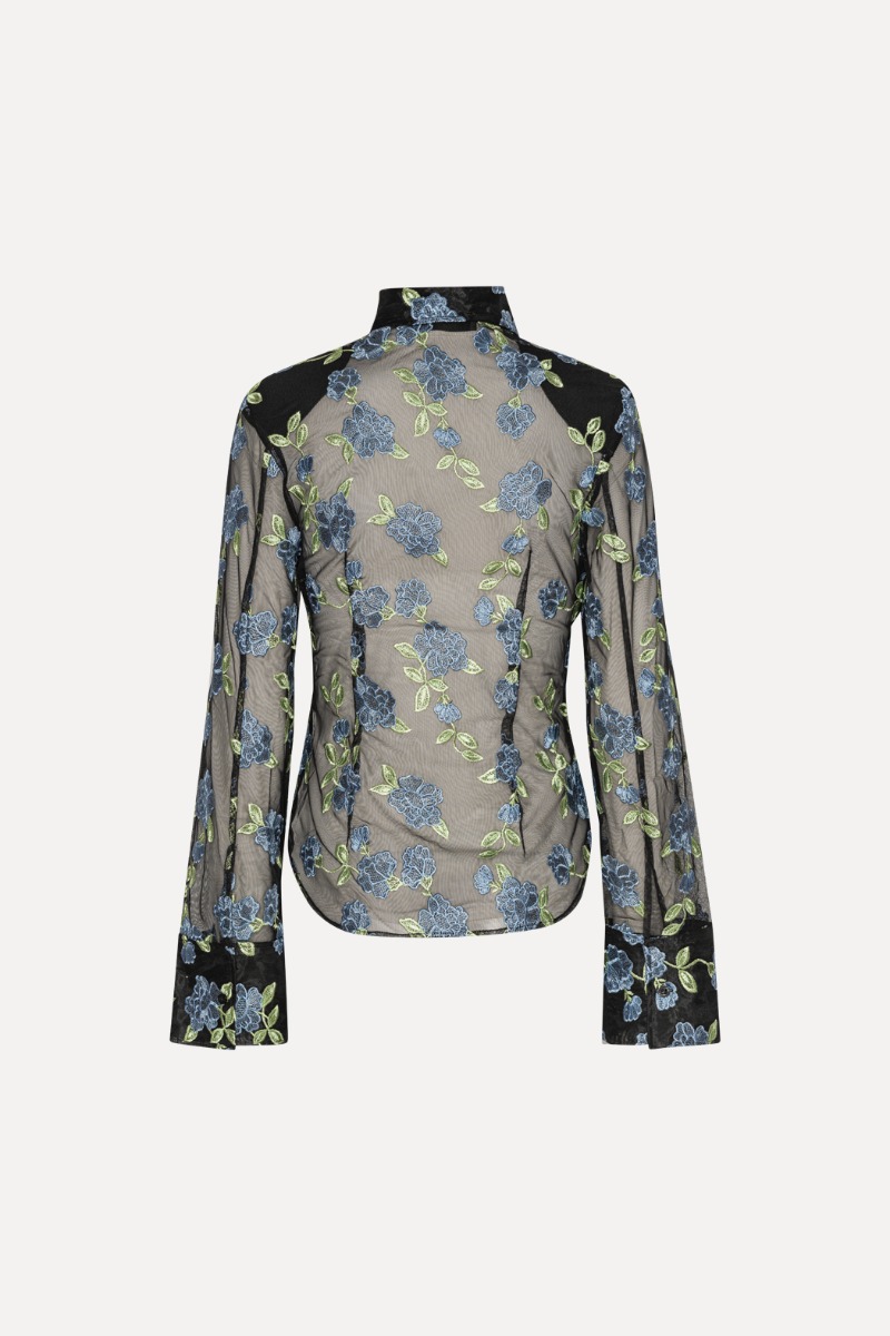 Mesh Fitted Shirt Black - ROTATE Birger Christensen