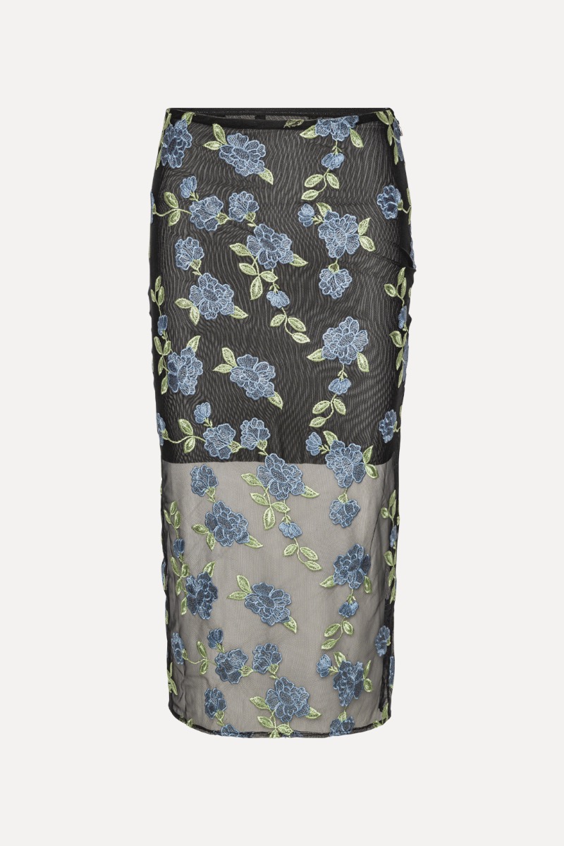 スカート ROTATE SS25 Mesh Pencil Skirt (113641000 1000) Mesh Pencil Skirt Black Print - ROTATE Birger Christensen