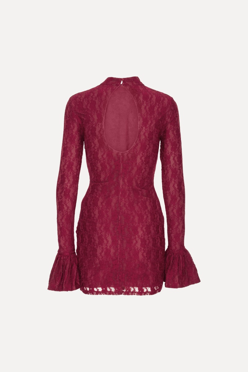 【関税&送料込】Rotate Birger Christensen Patchwork Mini Ski Lace Mini Dress Bordeaux - ROTATE Birger Christensen