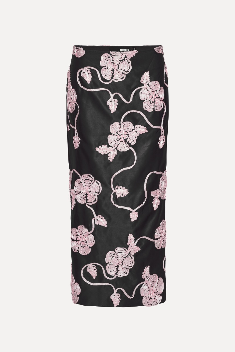 【関税&送料込】Rotate Birger Christensen Floral Pencil Skir ROTATE BIRGER CHRISTENSEN floral-mesh Pencil Skirt | Black