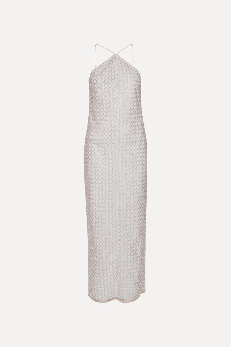 Beaded Maxi Dress Beige - ROTATE Birger Christensen
