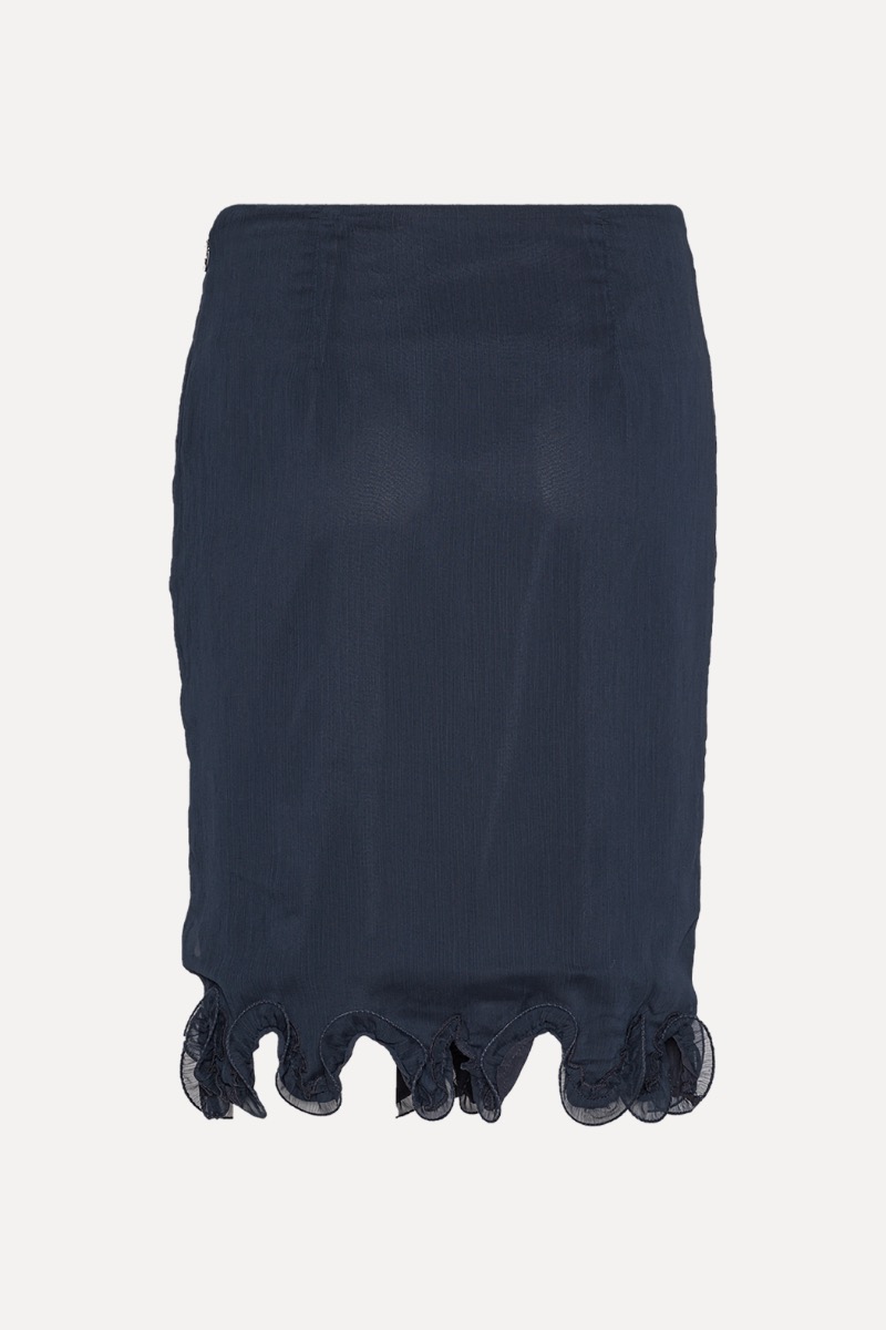 ワンピース Ruffled Layered Wrap Skirt Sky Blue Fashion Strap White Blue Floral Print Ruffle Layered Back