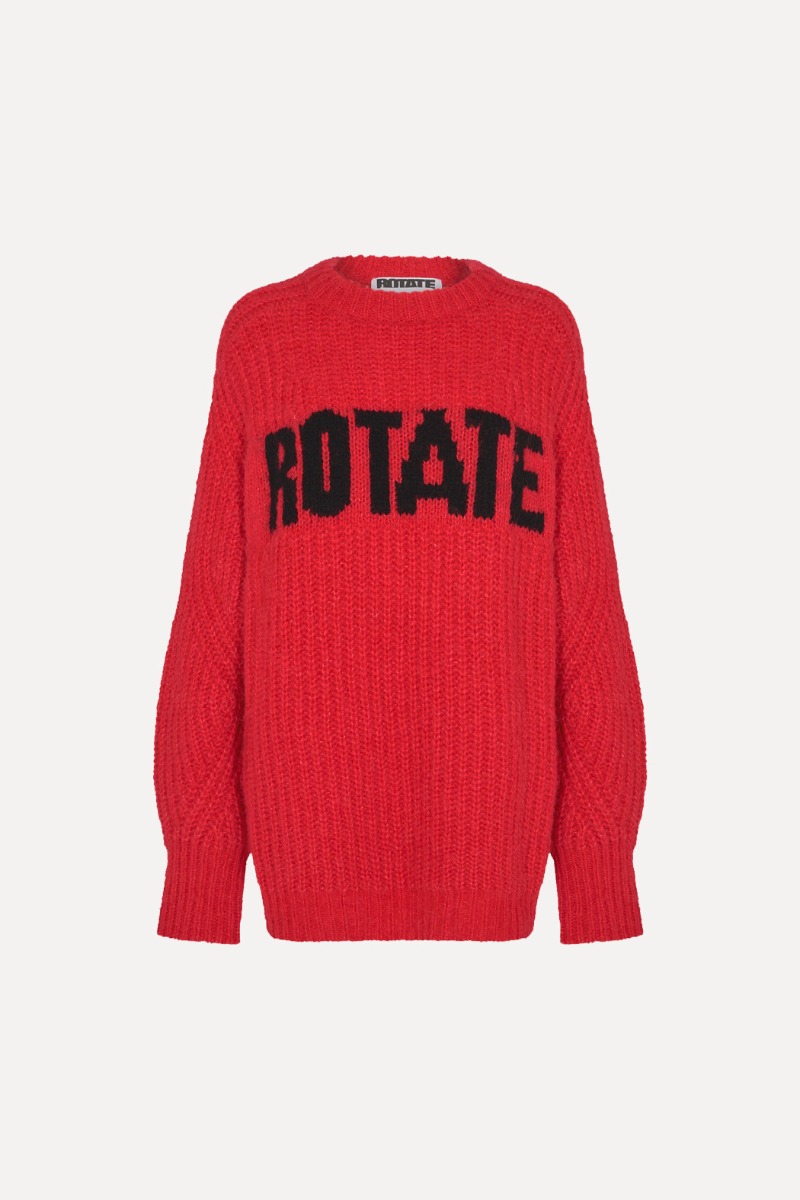 Light Knit Logo Sweater Egret - ROTATE Birger Christensen Light Knit Logo Sweater Egret - ROTATE Birger Christensen