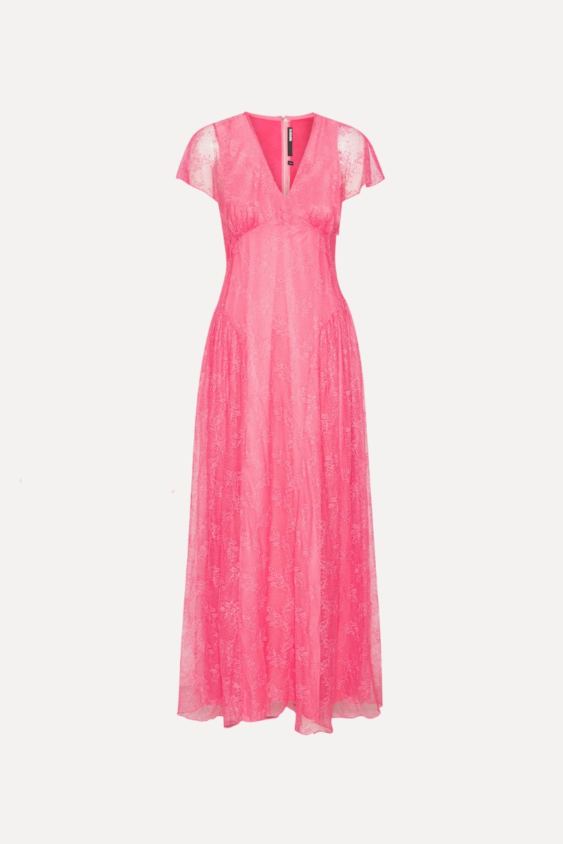 ROTATE ワンピース Lace-trimmed maxi dress 964508 Satin Lace Maxi Dress White - ROTATE Birger Christensen