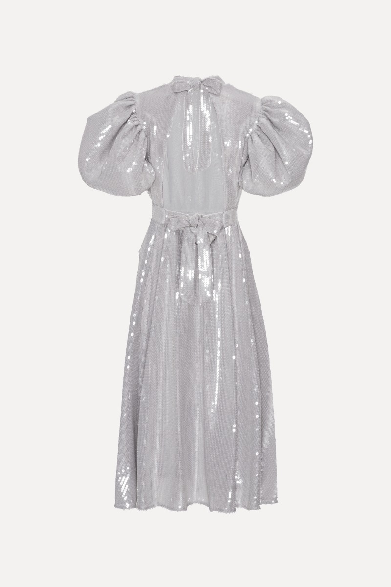 Sequin Midi Puff Dress Light Grey - ROTATE Birger Christensen