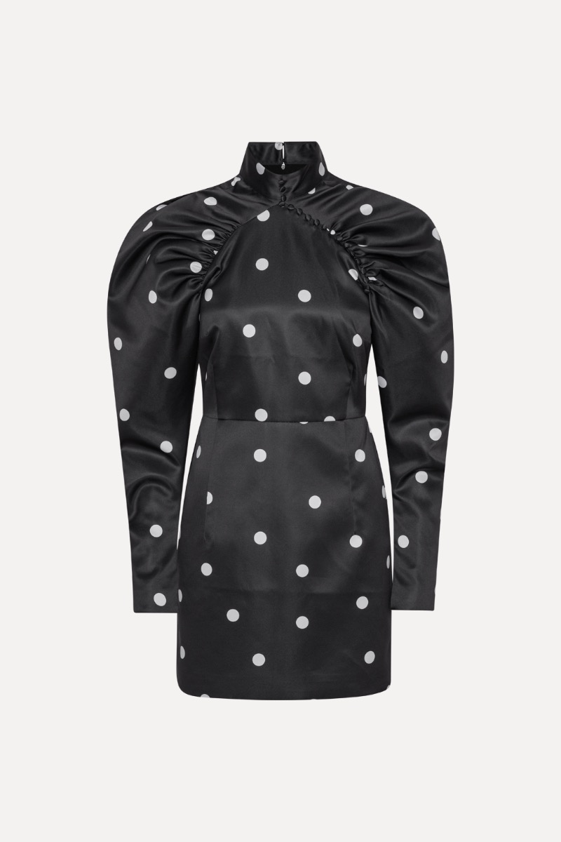 Satin Mini Dress Black Print - ROTATE Birger Christensen