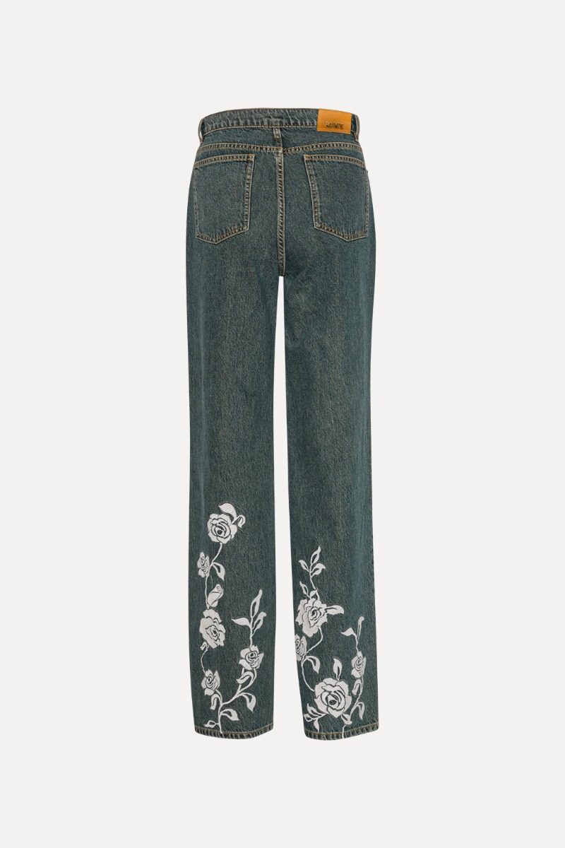 ボトムスその他 ROTATE Birger Christensen Silver pants in organic denim Braided Straight Pants Silver - ROTATE Birger Christensen