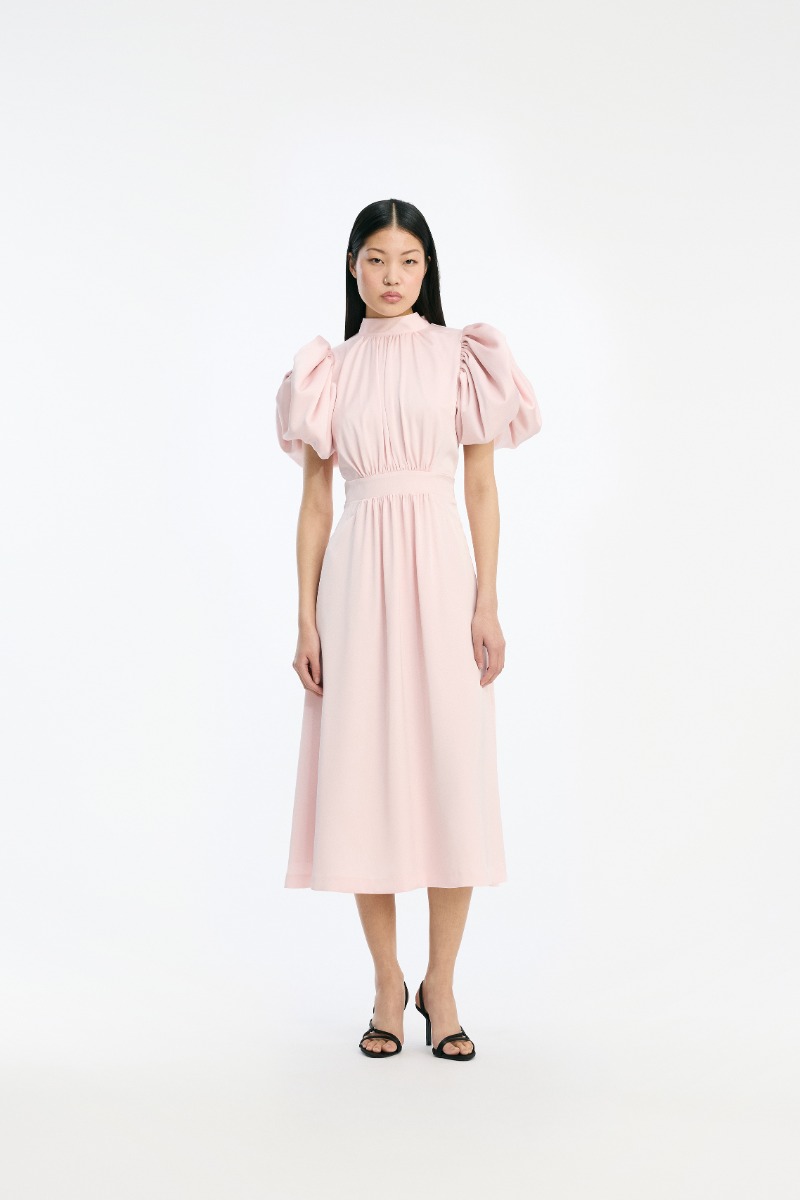 いいネット通販 - 全国送料無料でお届けします Satin Puff Christensen Birger ROTATE - White Dress Midi ワンピース