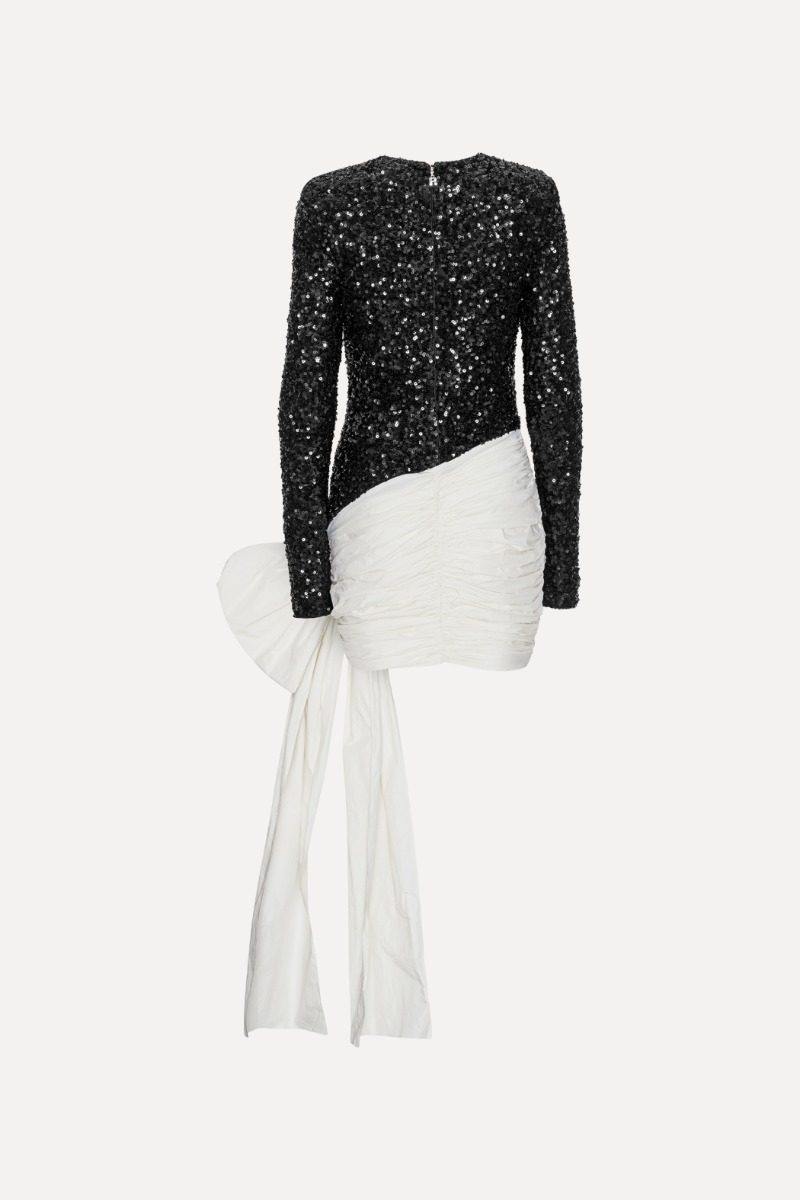 Sequins Bow Mini Dress Black - ROTATE Birger Christensen