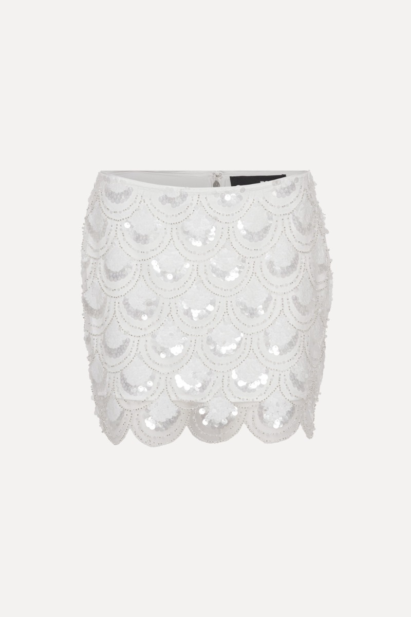 ショートパンツ ROTATE BiRGER CHRiSTENSEN Skort 'Sequin Logo Mini' Sequins Mini Skirt White - ROTATE Birger Christensen