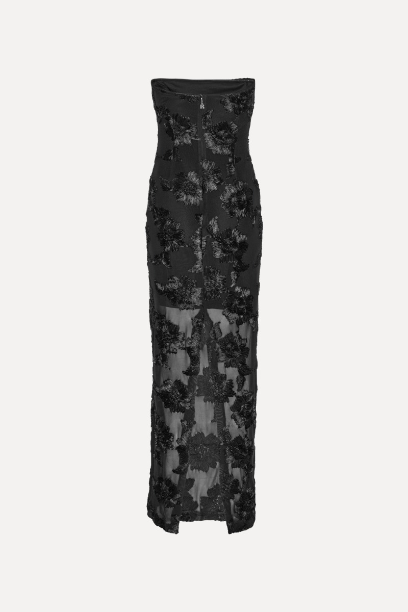 パーティードレス Rotate Birger Christensen 'Flower Mesh Ruffle' Dress Flower Mesh Ruffle Dress Black - ROTATE Birger Christensen
