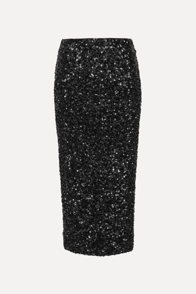 【関税&送料込】Rotate Birger Christensen Sequined Midi Skir Sequin Midi Pencil Skirt Black - ROTATE Birger Christensen
